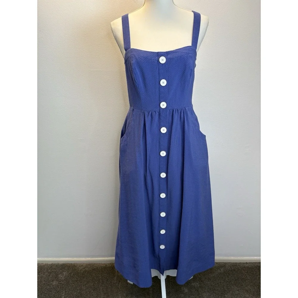 Anthropologie Purple Button-Front Midi Dress - Picture 1 of 10